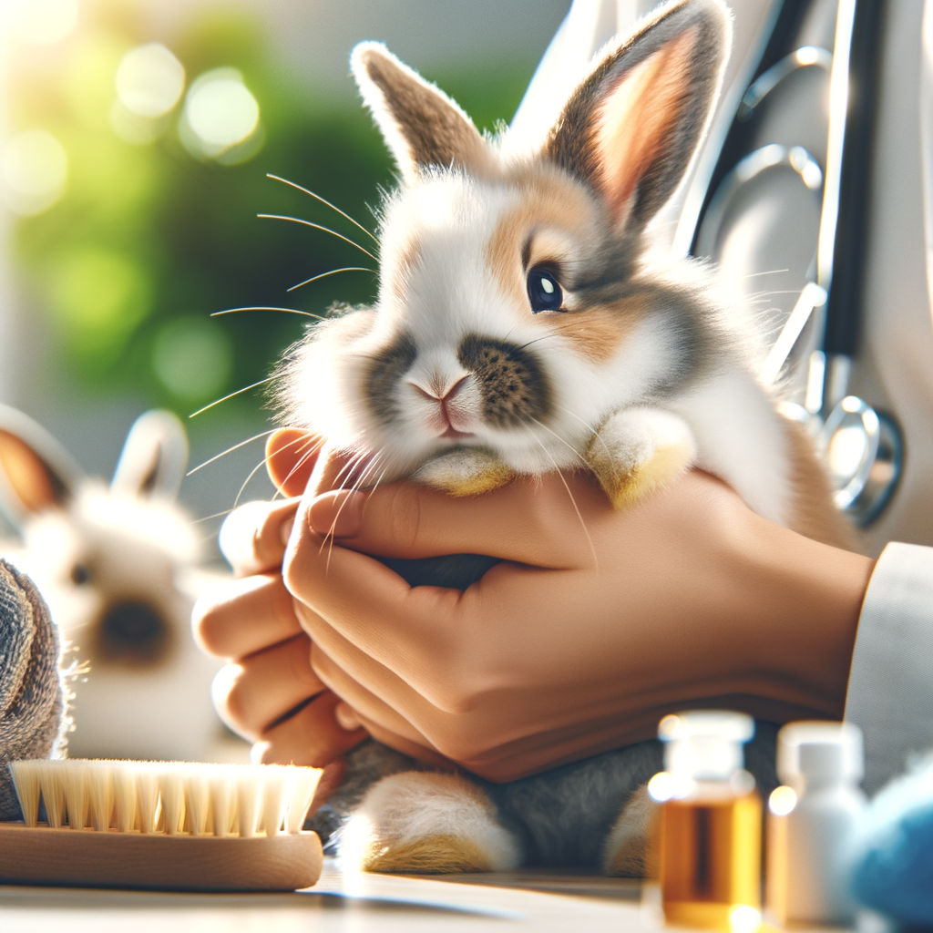 Rabbit owner applying Snuggle Buds guide's bonding techniques to build trust and strengthen bond with pet rabbit, showcasing effective rabbit care tips and relationship building strategies.