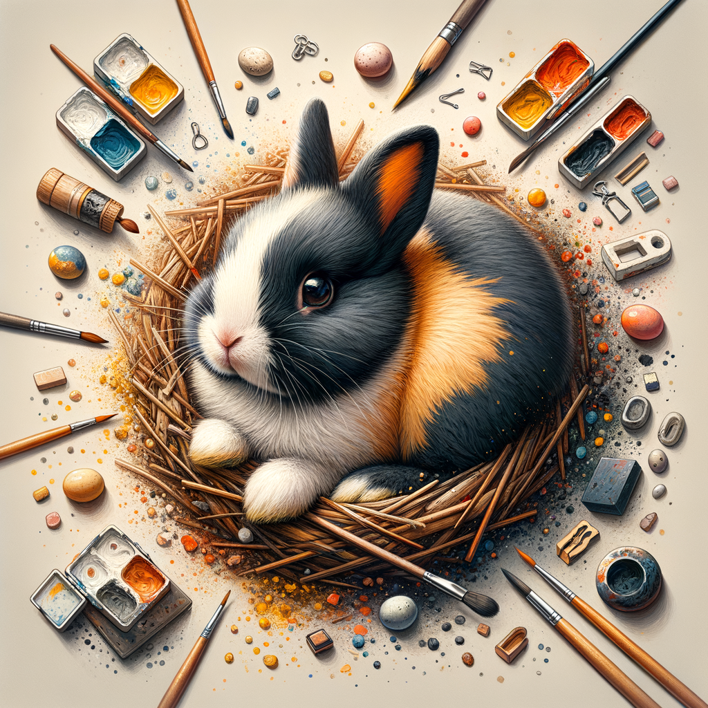 Vibrant Netherland Dwarf Rabbit Art, featuring a mix of Dwarf Rabbit Paintings and Illustrations, showcasing the unique Rabbit Artistry and Bunny-Inspired Art.