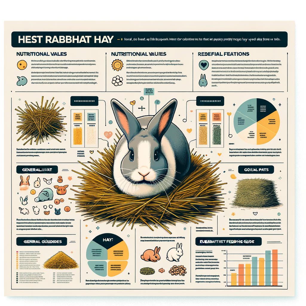 Infographic comparing different types of rabbit hay, highlighting the best hay for rabbits, nutritional values, and a pet rabbit diet feeding guide for optimal rabbit nutrition and high-quality rabbit hay selection.