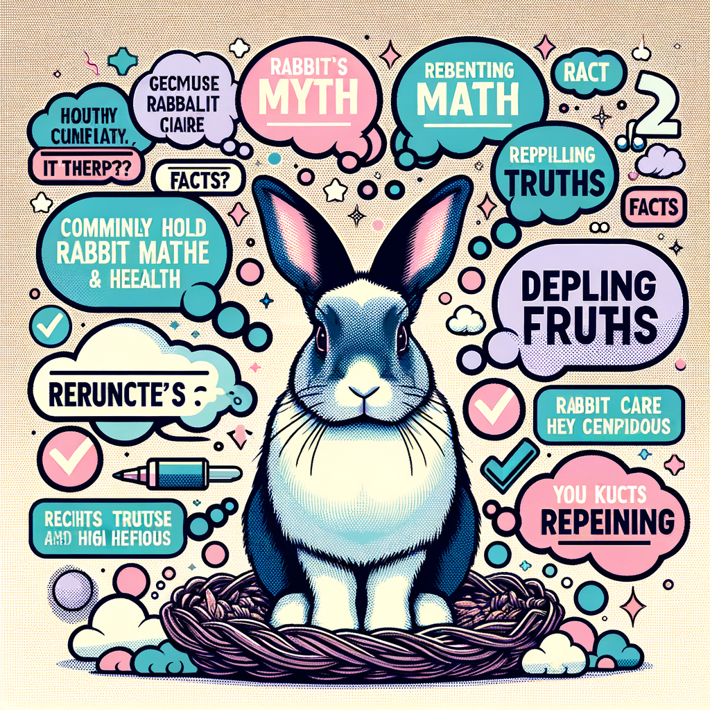 Infographic debunking common rabbit myths and misconceptions, separating fact from fiction in rabbit behavior, care, and health for better understanding and awareness.