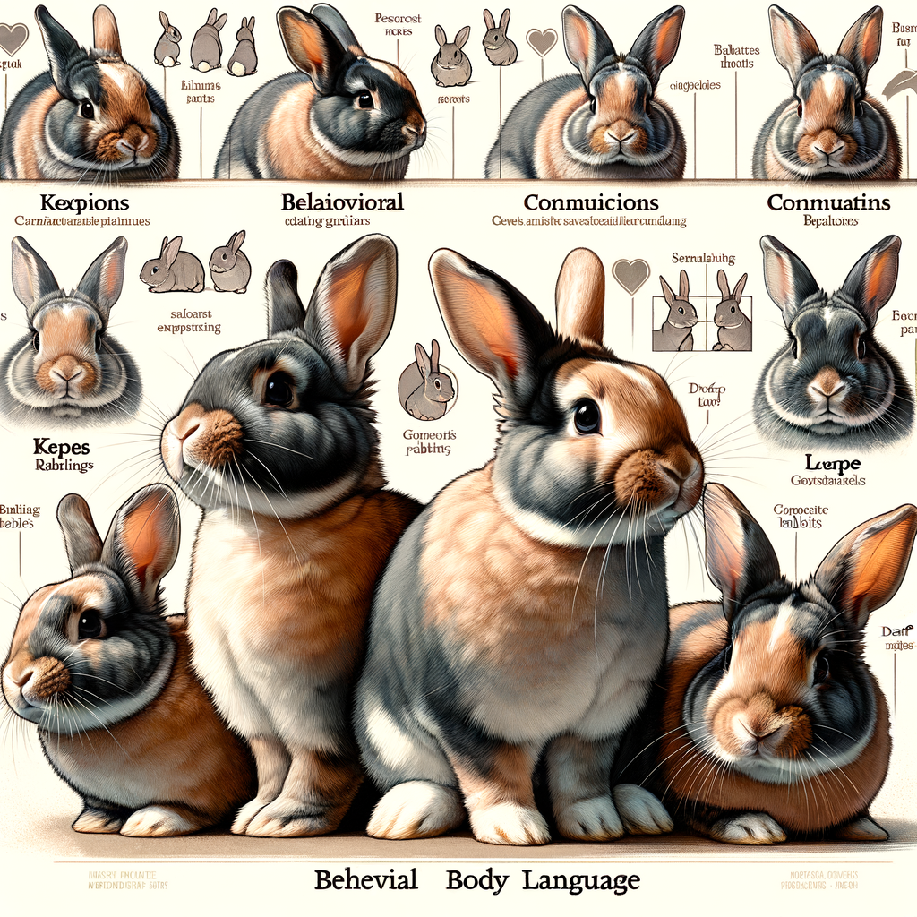 Illustration of Dwarf Rabbits Communication through Body Language, a guide to Understanding Dwarf Rabbits Behavior and Decoding Rabbit Signals.