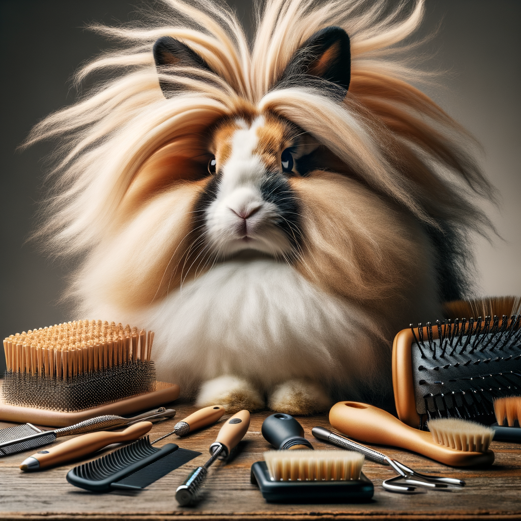 Lionhead Rabbit Grooming with Best Rabbit Brushes for Long-haired Rabbit Care, showcasing mane maintenance with top-rated Rabbit Grooming Tools for Lionhead Rabbit Care.