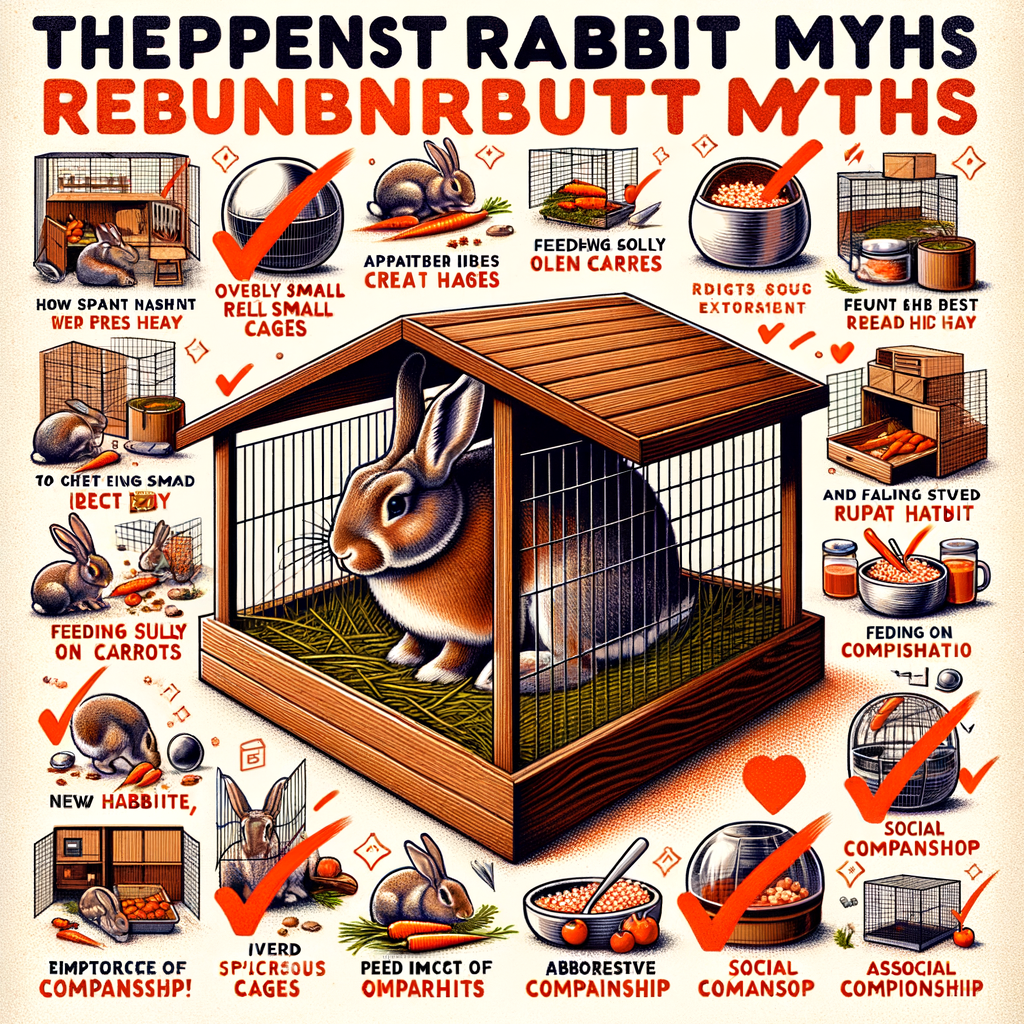 Infographic debunking common rabbit care myths and misconceptions, highlighting the truth and reality of understanding rabbit care, separating fact from fiction in rabbit care.